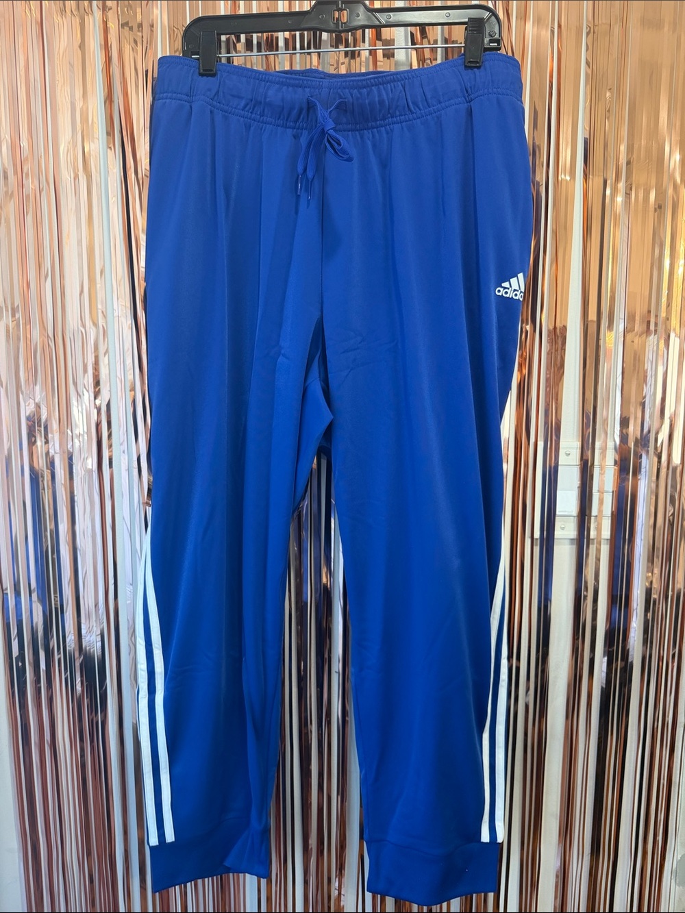 adidas Royal Blue Track Pants with White Side Stripes